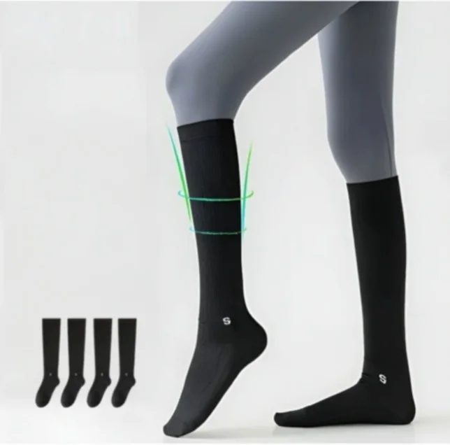 고탄성 골지 압박 필라테스 골프 요가 스포츠 롱삭스 2켤레