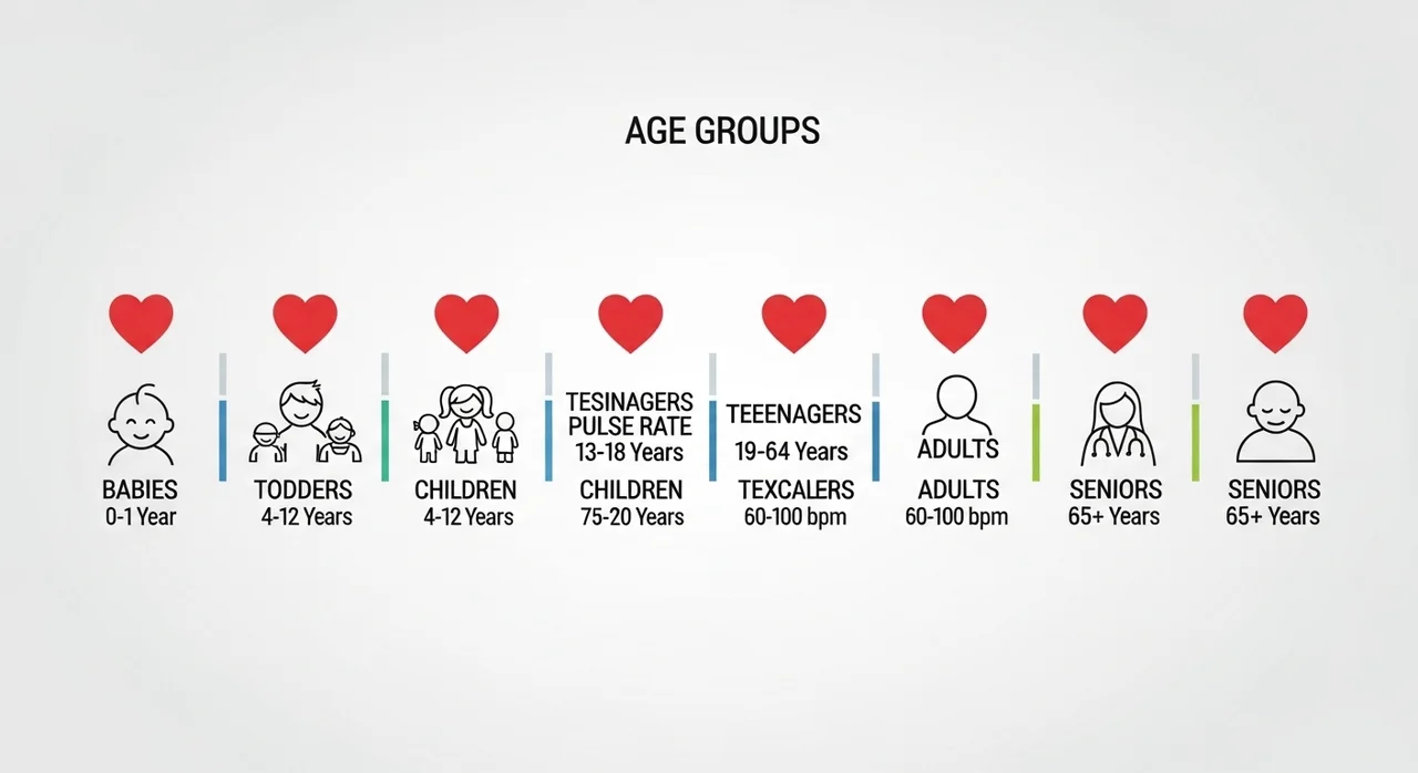 연령별 및 상태별 맥박수 정상범위 비교