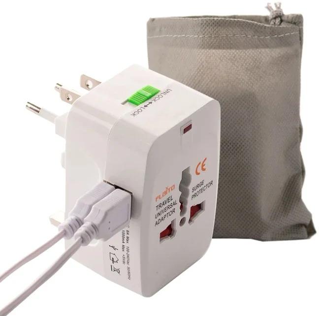 플라이토 여행용 USB 2포트 멀티어댑터 JS-1004 + 파우치