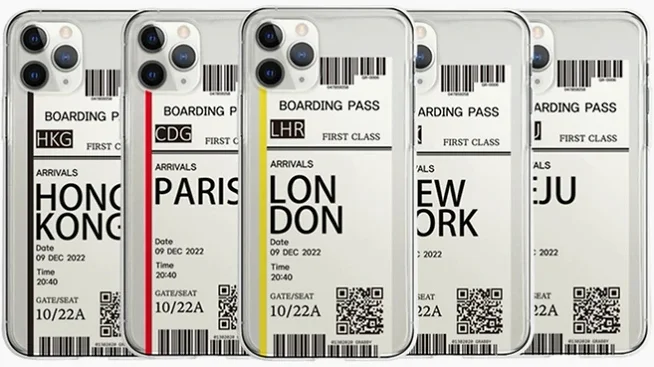 아이폰15 15프로 항공권 바코드 티켓 UV 젤리 케이스 15플러스 15프로맥스