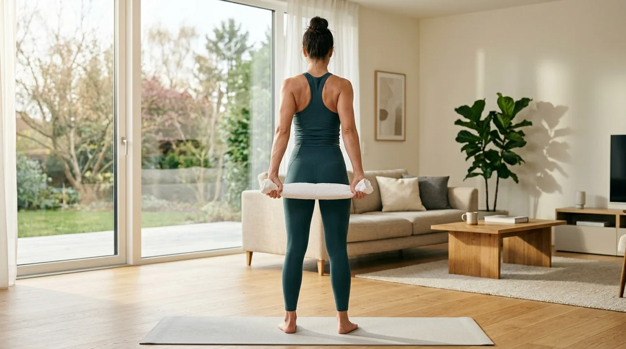 수건 활용 어깨 스트레칭 5분이면 충분해요! 굽은 등 펴는 법