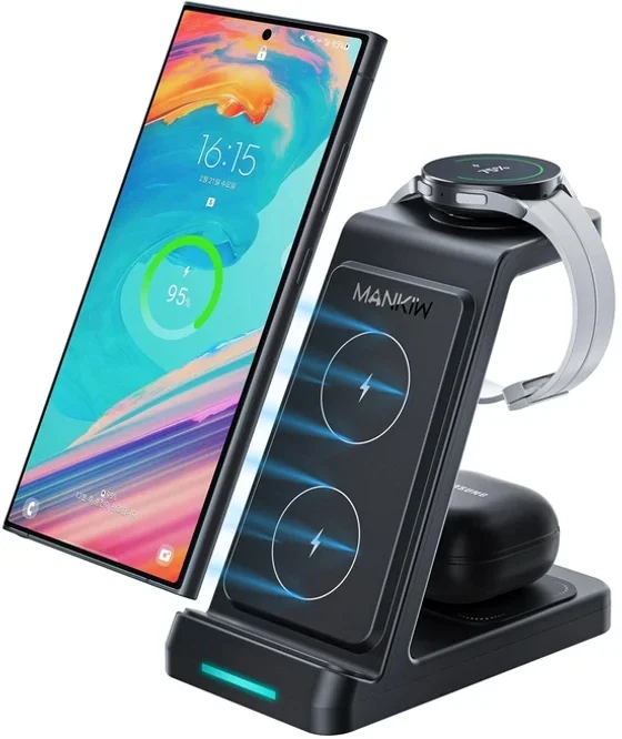 Mankiw맨큐 3in1 무선충전기 갤럭시워치 버즈 호환 고속충전 거치대