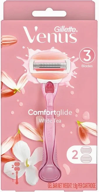 Venus 정품 컴포트 글라이드 화이트티 여성용 면도기 + 면도날 2입