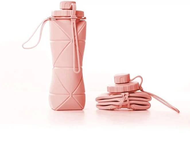 SMABAT 접이식 실리콘 물병 휴대용 물병 대용량 실리콘 물병 스포츠 물병 600ML