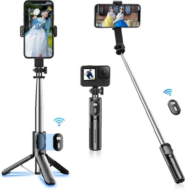 NICESUN 미니 블루투스 휴대폰 삼각대 스마트폰/카메라/고프로 삼각대 셀카봉 71cm P06