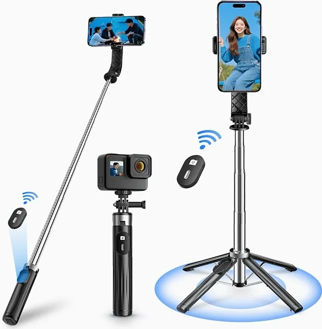 NICESUN 블루투스 휴대폰 삼각대 스마트폰/카메라/고프로 삼각대 셀카봉 103cm P07