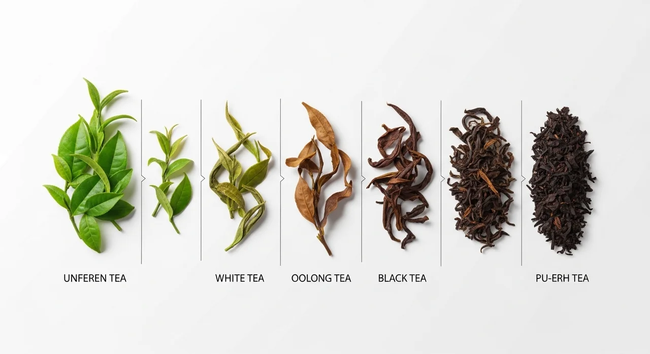 차 종류별 발효도와 특징 한눈에 보기