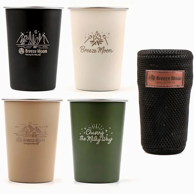 브리즈문 캠핑 컬러 컵 세트 350ml SUS304