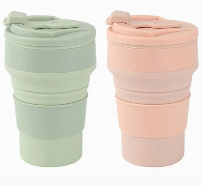 1+1 접이식 실리콘 텀블러 500ml 접는 폴딩 컵 자바라컵 콜드컵 신기한 물병 물통 압축 접이식컵 휴대용 포켓 실리콘컵 등산 포켓병 파스텔 보틀 바틀