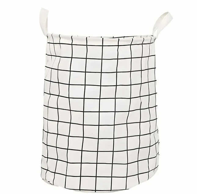 하이퍼플래닛 체크 원형 패브릭 접이식 다용도 빨래바구니