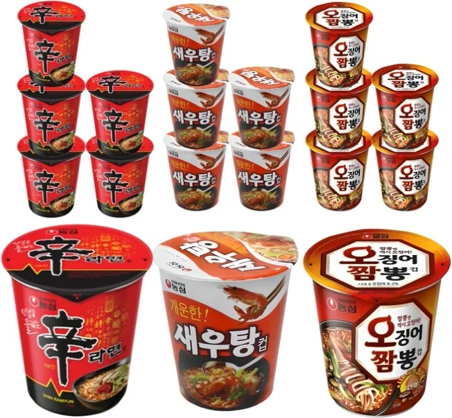 농심 신라면 컵 65g 6p + 오징어짬뽕 컵 67g 6p +새우탕 컵 67g 6p