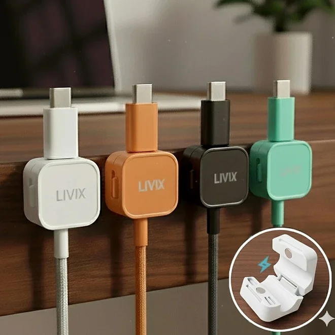 리빅스 선정리 자석 마그네틱 케이블 홀더 클립 6개입 휴대폰 충전기 선 고정