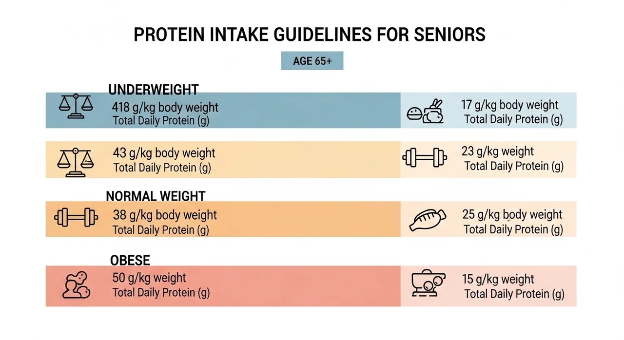 몸무게별 노인 단백질 권장 섭취량 한눈에 보기
