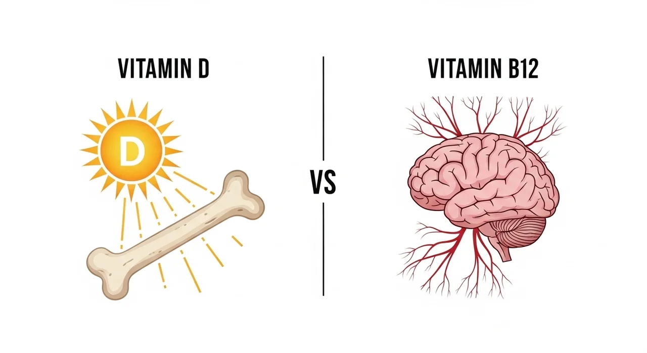 흡수와 두뇌 기능을 돕는 조력자: 비타민 D vs 비타민 B12