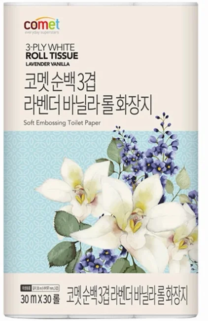 코멧 순백 3겹 라벤더 바닐라 롤화장지