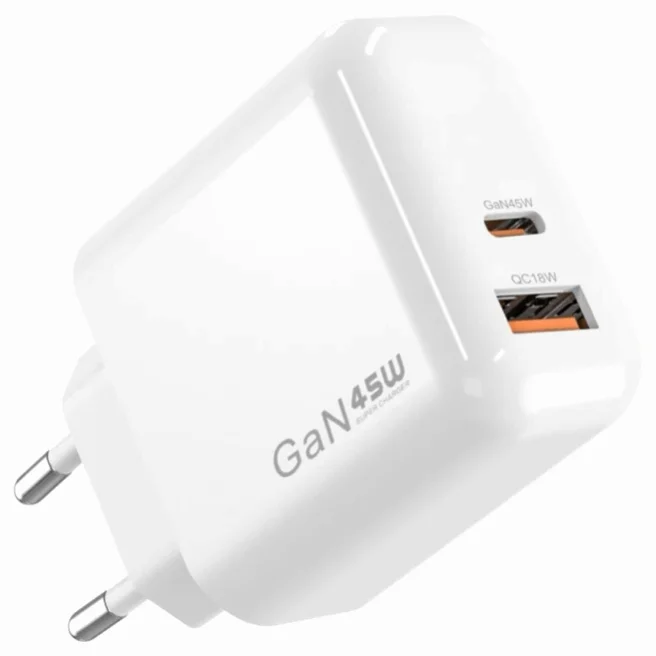 폴리폴 45W GaN 듀얼포트 어댑터 초고속 충전기 PD 프리볼트