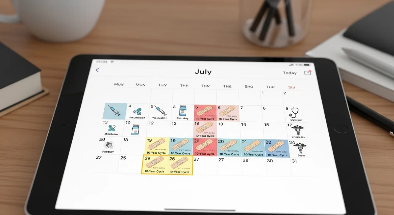 연령별 파상풍 예방접종 일정 및 권고 사항