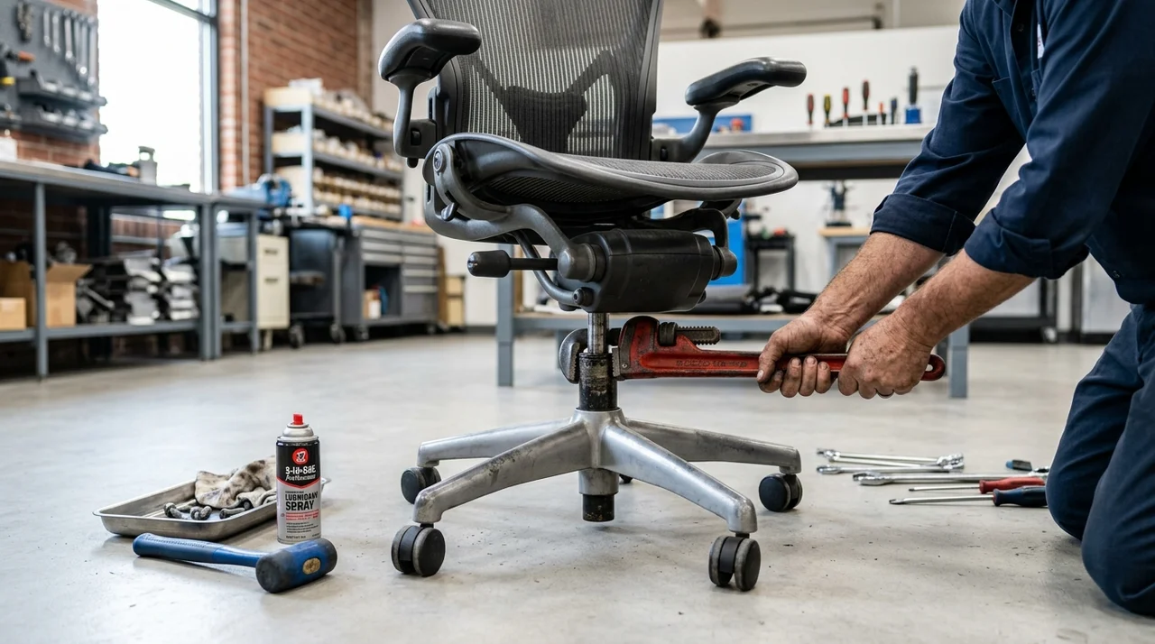 의자 높낮이 조절 고장 수리법, 가스 실린더 교체로 새 의자 만들기