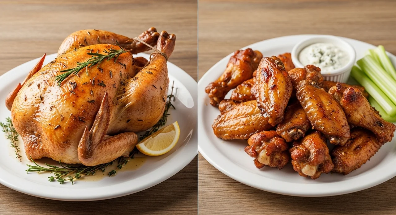 조리 방식 비교: 통닭 vs 조각 닭