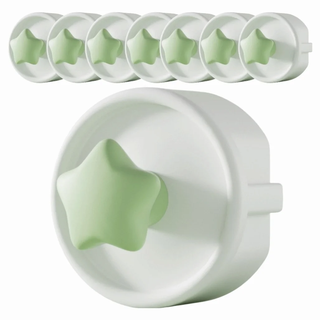 원더파파 실리콘 콘센트 손잡이형 안전커버, 화이트 스타, 8개