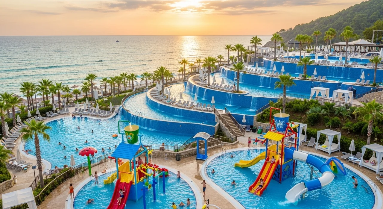 알마리조트: 아이들의 천국, 12개의 수영장과 워터파크