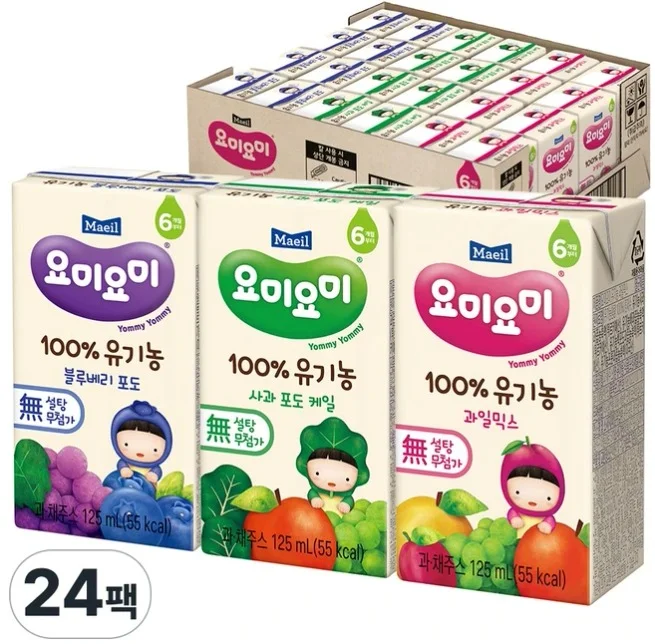리뉴얼 매일유업 요미요미 유기농주스 3종 혼합세트