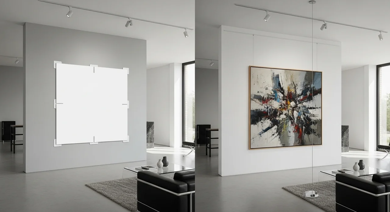 무거운 액자도 끄떡없는 3M 코맨드 vs 와이어 레일