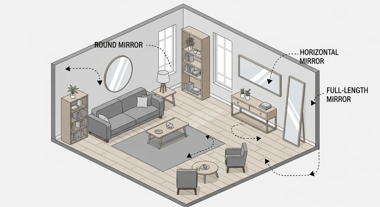 거실 타입별 최적의 거울 종류와 효과