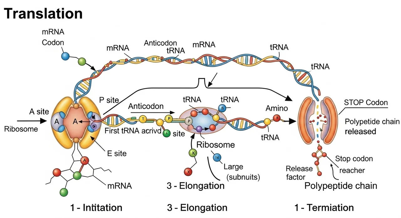 유전 정보가 단백질이 되는 3단계 과정