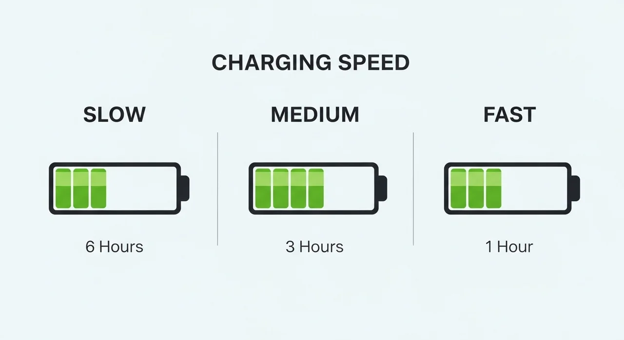 출력별 충전 속도 비교 (일반 vs 고속 vs 초고속)