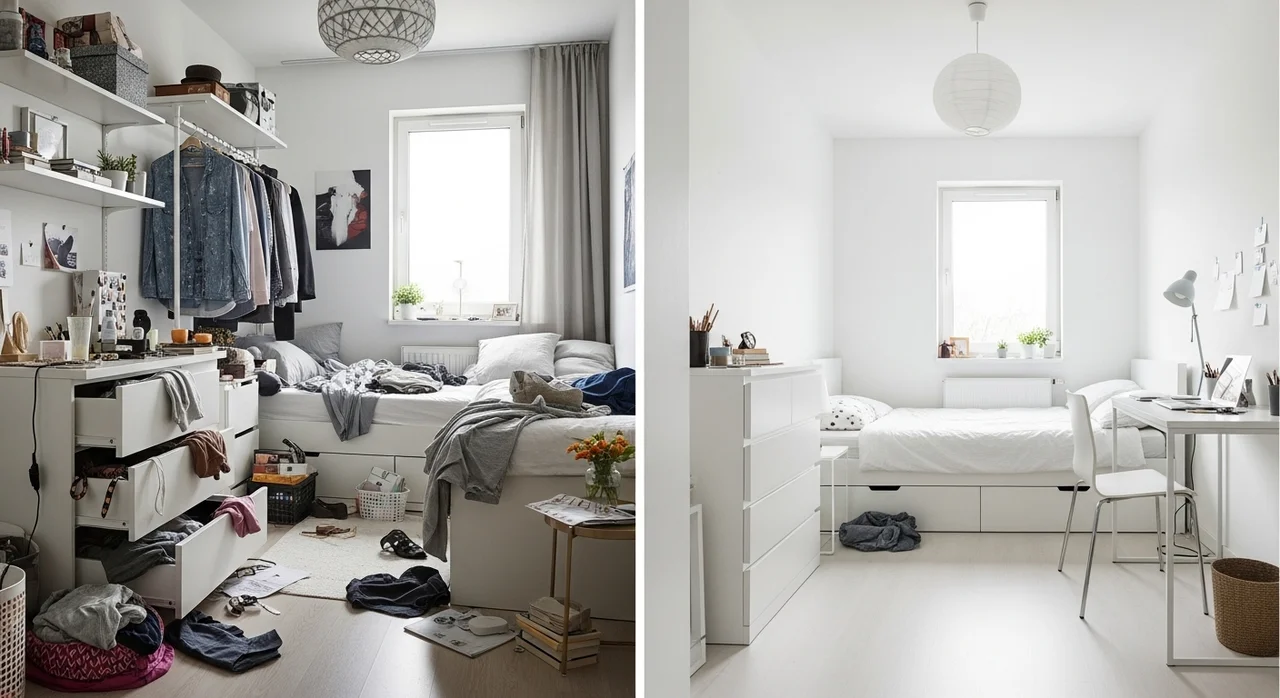 좁은 방, 배치만 바꿔도 숨어있던 공간이 나타나요