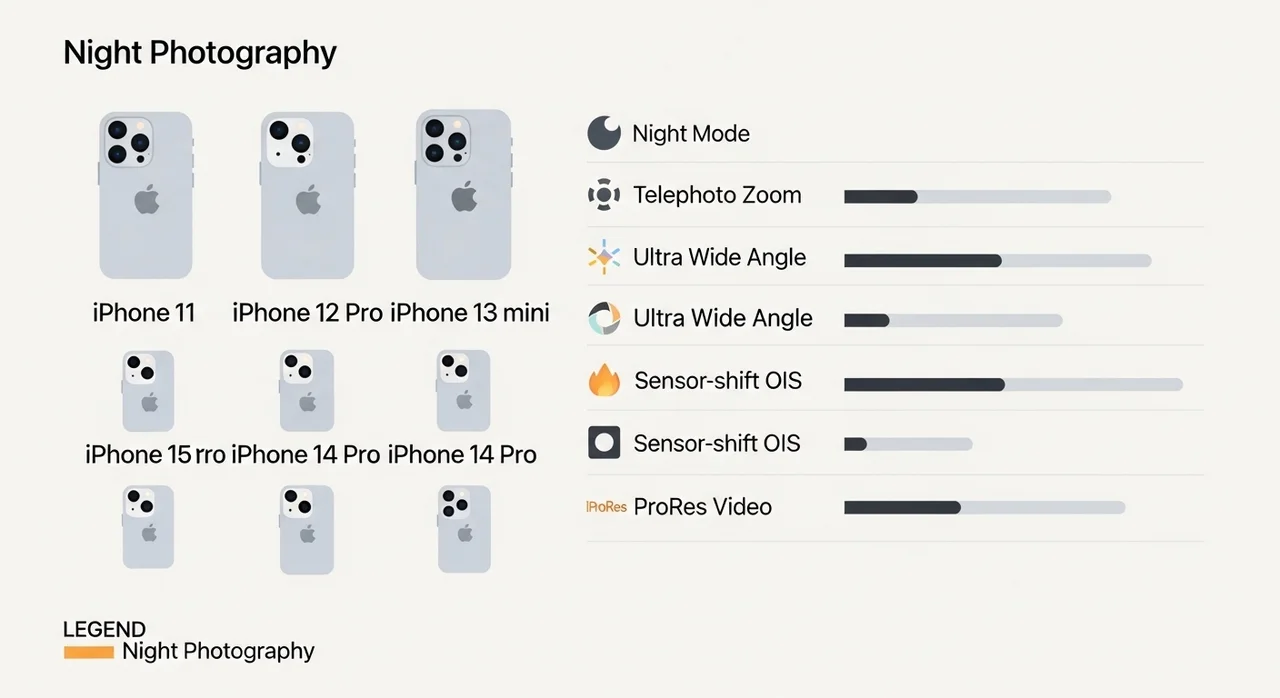 기종별 야간 모드 지원 범위와 특징
