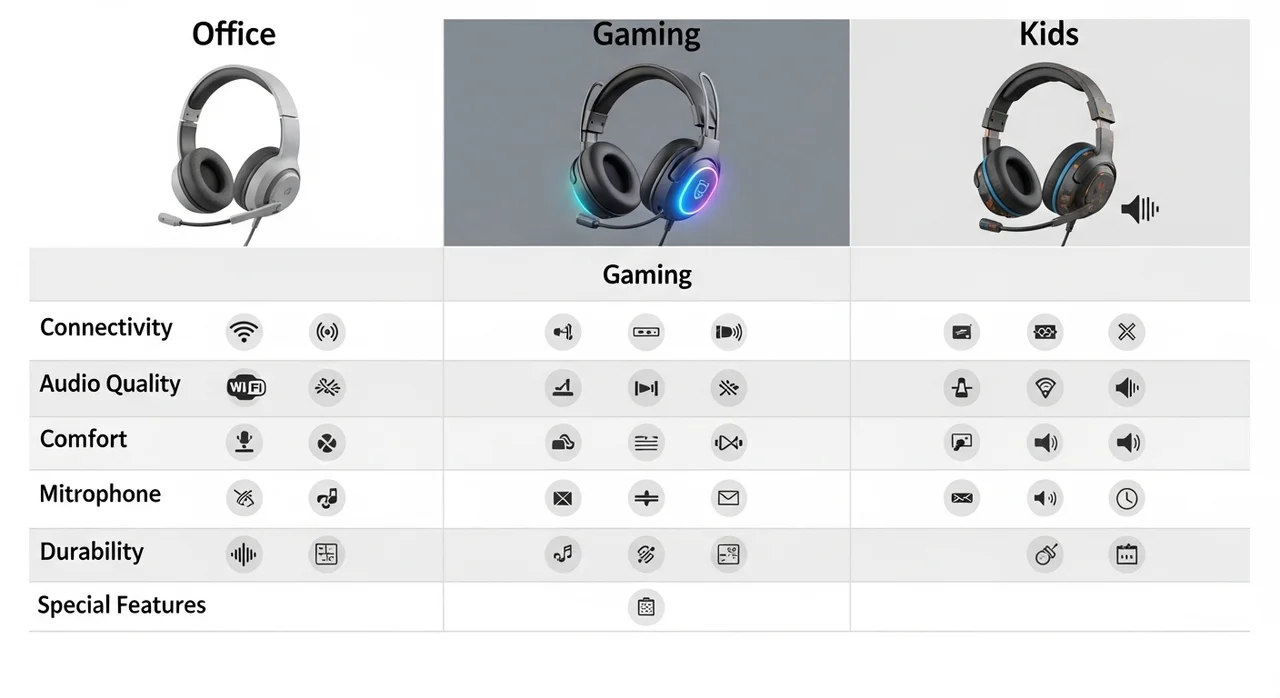 용도별 헤드셋 핵심 특징 한눈에 보기