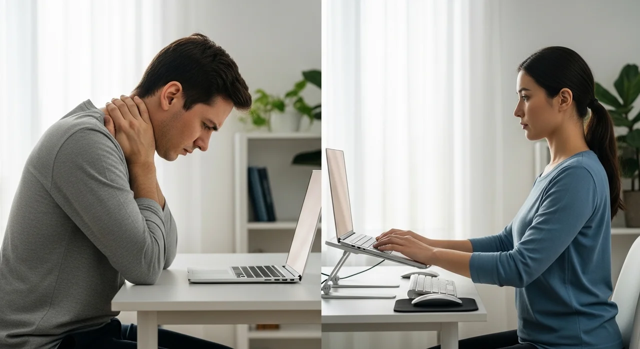 매일 뻐근한 목과 어깨, 노트북 거치대가 정답일까요?