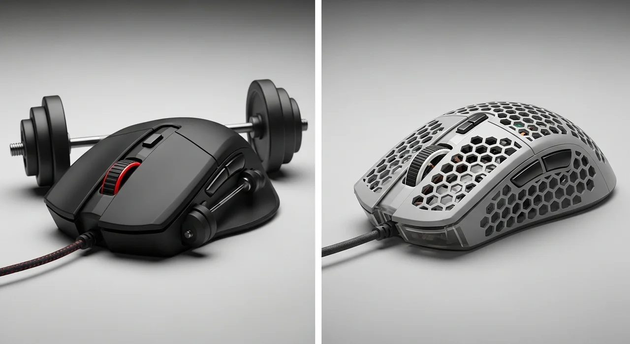 무게 조절 마우스 vs 초경량 마우스, 당신의 선택은?
