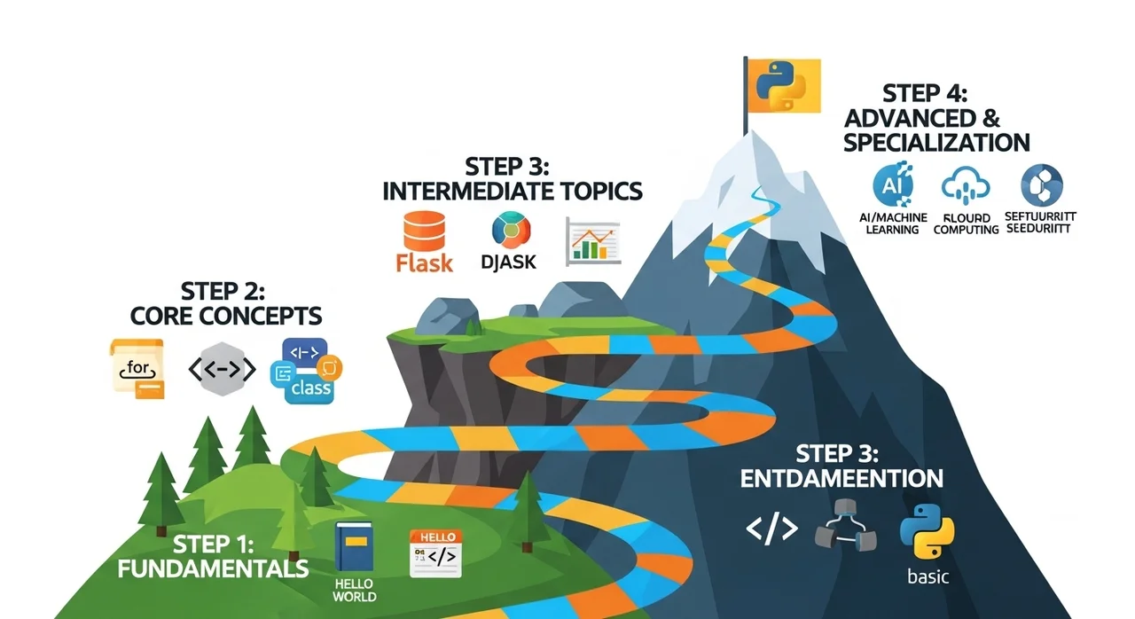 한눈에 보는 파이썬 독학 4단계 로드맵