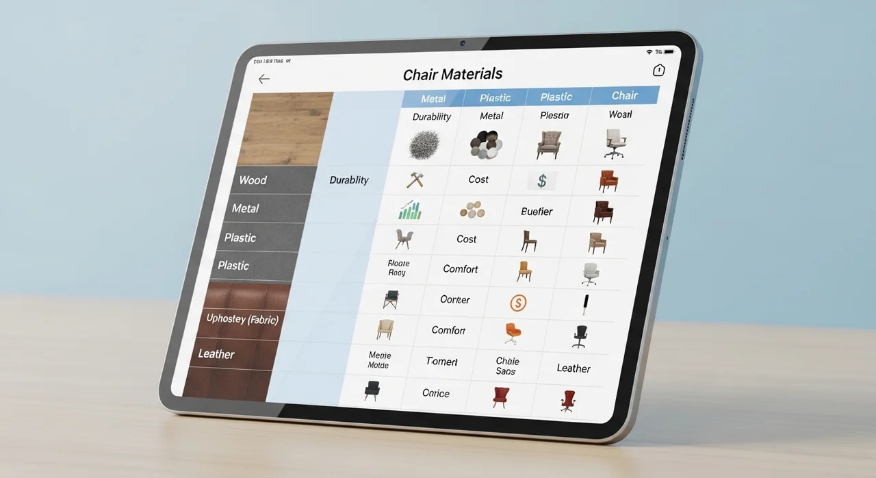 의자 주요 소재 3종 한눈에 비교하기