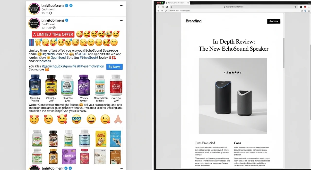 스팸성 홍보 vs 가치 중심 리뷰 비교