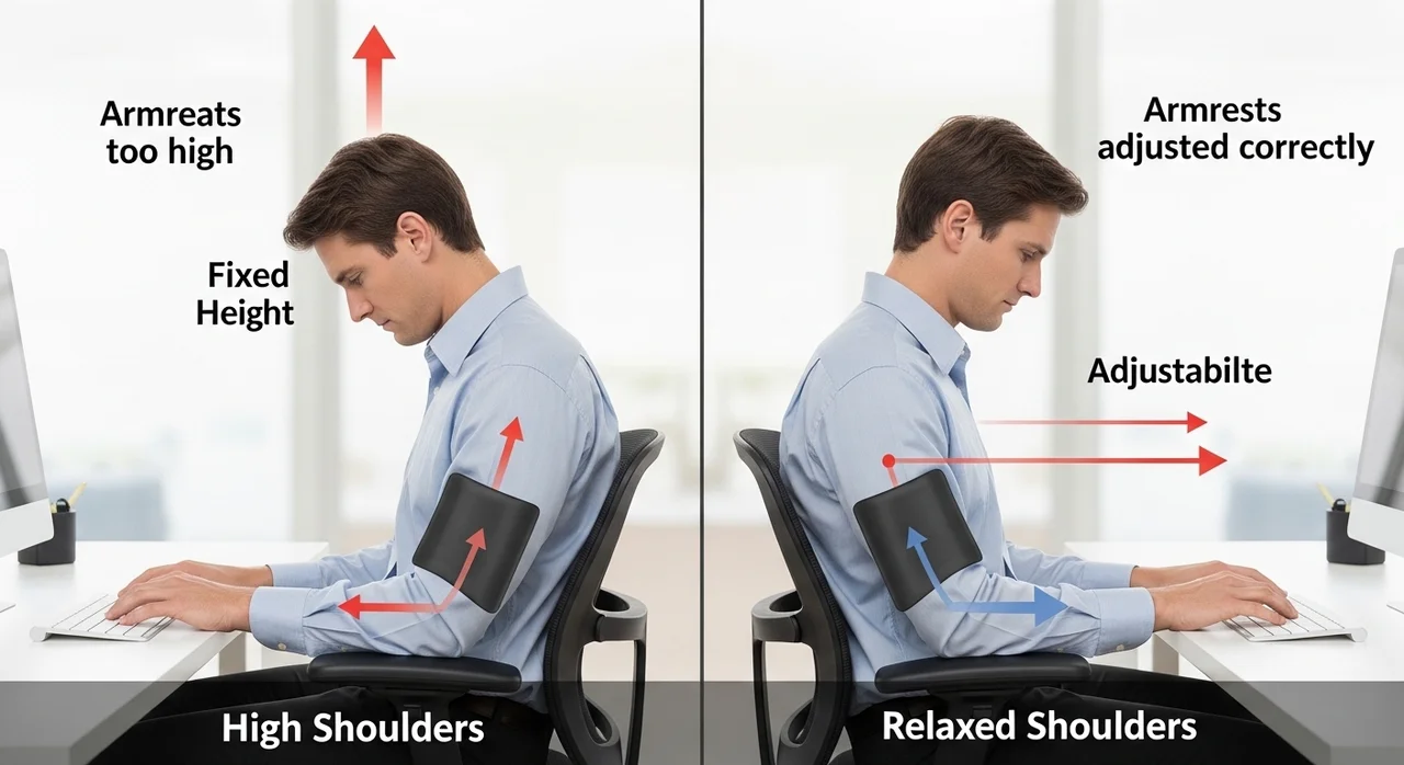 팔걸이 높이에 따른 신체 변화 비교