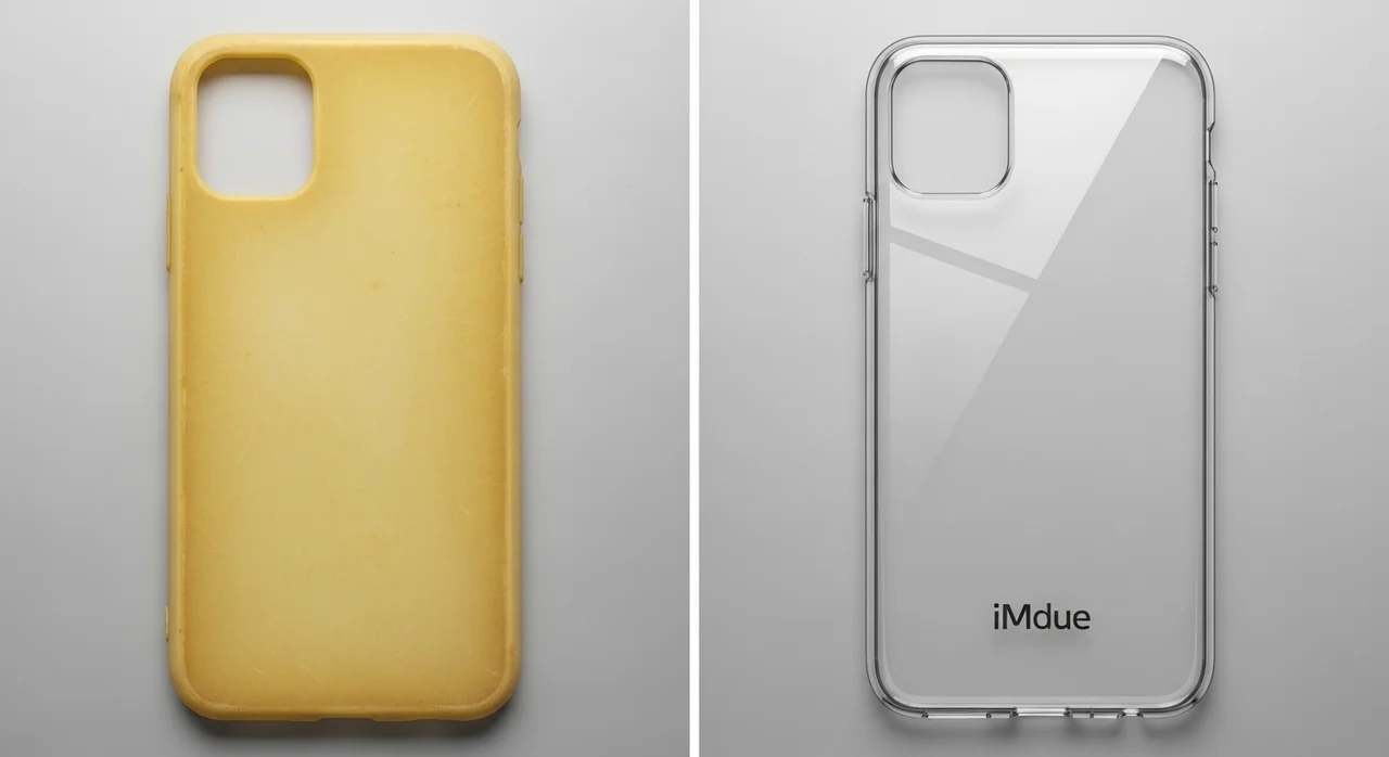 일반 젤리 케이스 vs 아이엠듀 변색방지 케이스