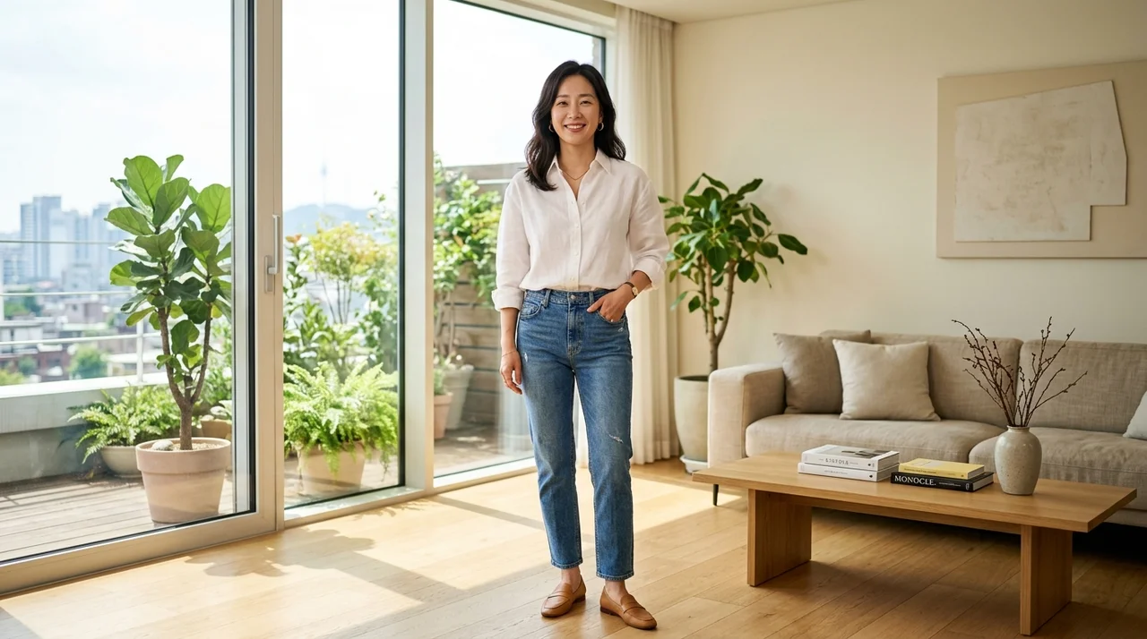 박지윤 55kg 스타일리시 엄마룩, 누구나 따라 하는 청바지 코디 3가지 비결
